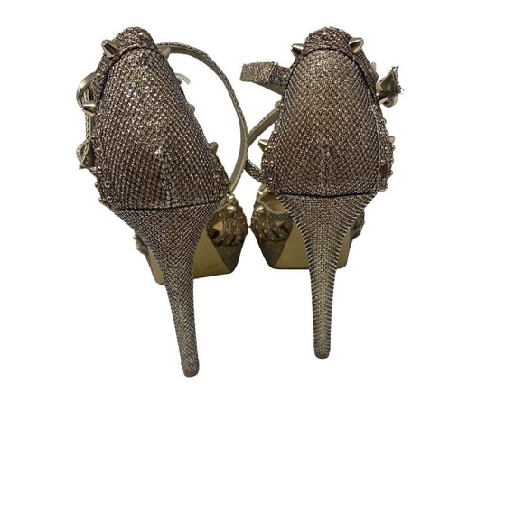 GIANNI Bini Gold Spike Stud Platform Caged Heels Size 8.5 M - Picture 6 of 11